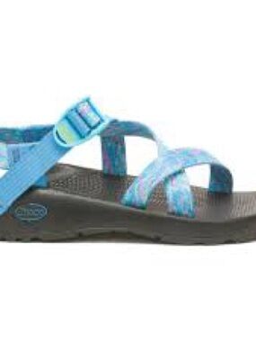 Chaco Kids Sandals — Blue Multicolor Webbing with Black Footbed